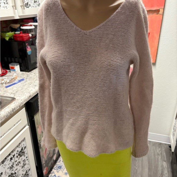 Light Pink Skull Cashmere V Neck Star Sweater L - Picture 2 of 5
